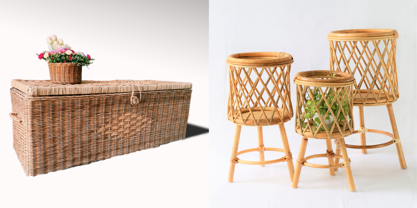 Handmade furniture made of rattan by the hands of Jllproducts' artisans